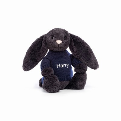 Jellycat Bashful Inky Conejo with Navy Jumper | OIWP-20316